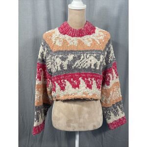 Urban‎ Outfitters Cropped Sweater Cotton BLD Pink/Orange Boho Women S Outdoor